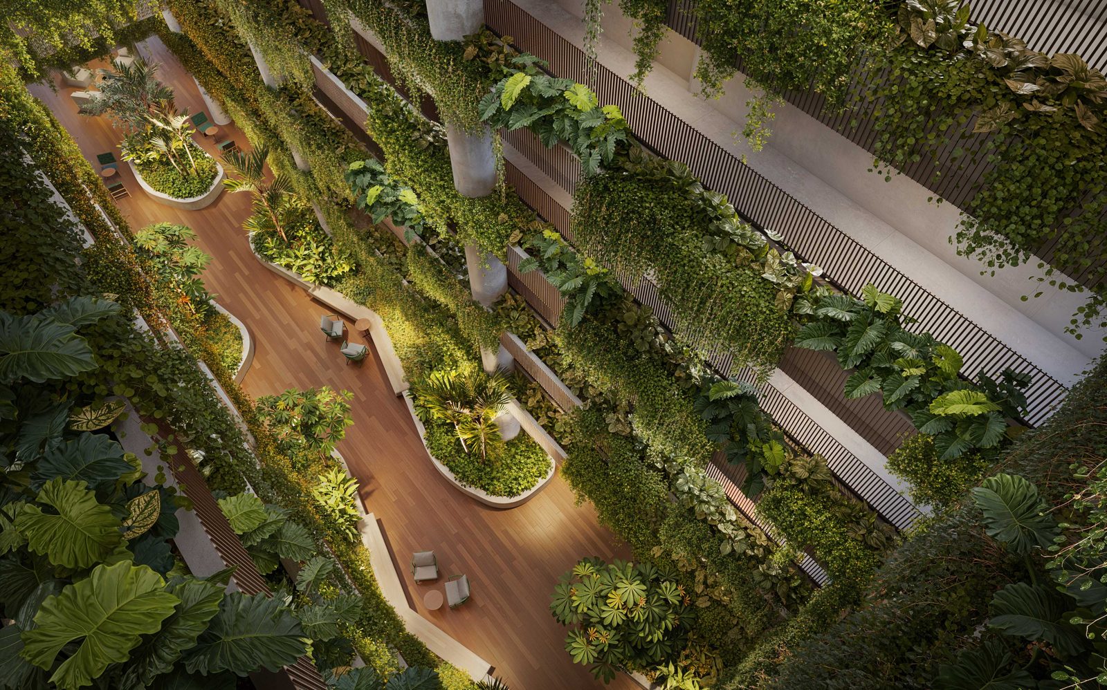 Jardins suspensos do empreendimento